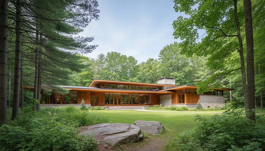 The McMichael Canadian Art Collection building surrounded by trees in a wooded setting